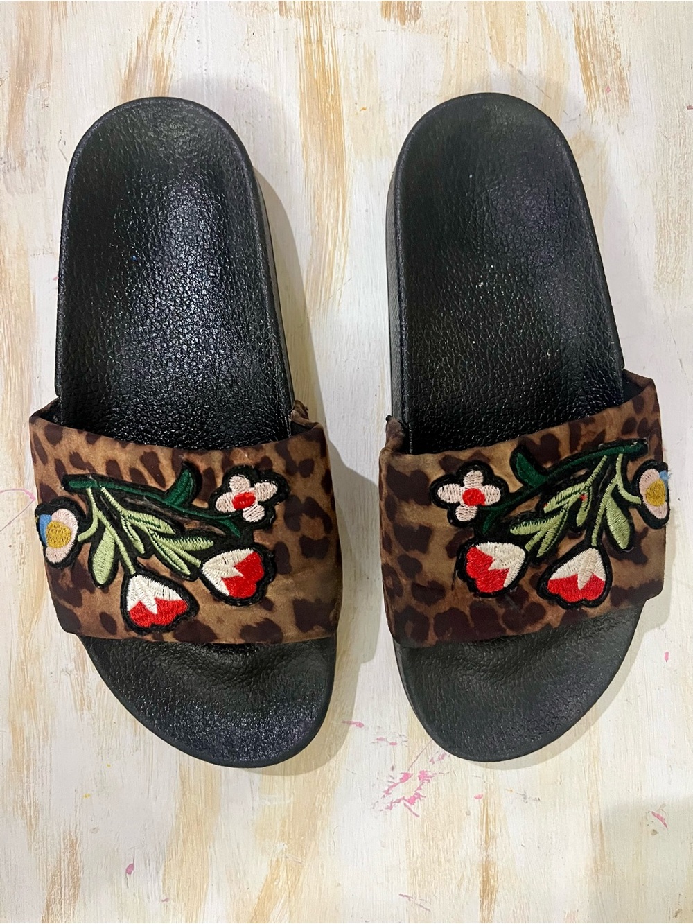 Steve Madden Patches women’s Leopard Print Slide sandals